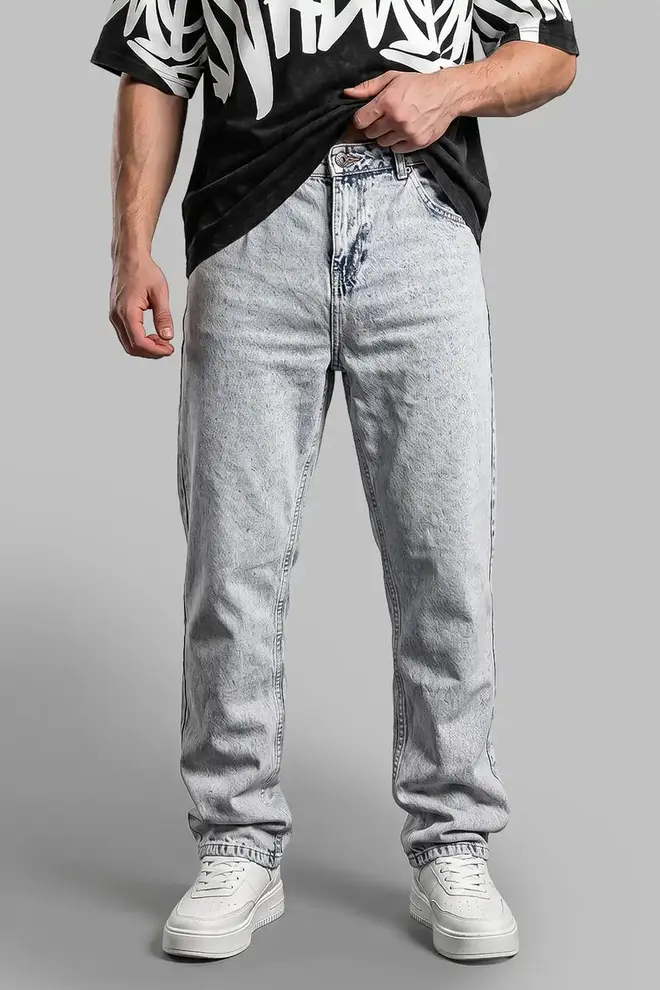 Kar Yıkama Yarım Baggy Denim Pantolon